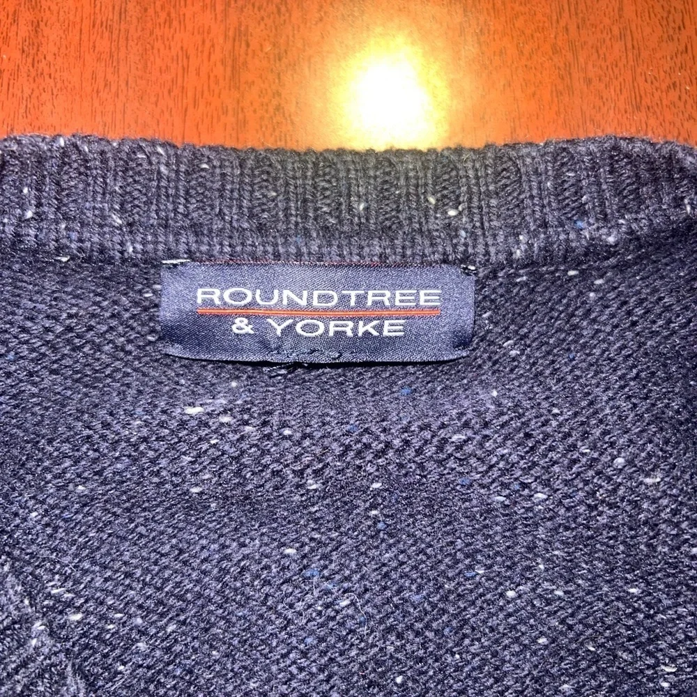 Roundtree & Yorke Navy Speckled Cable Knit Sweater